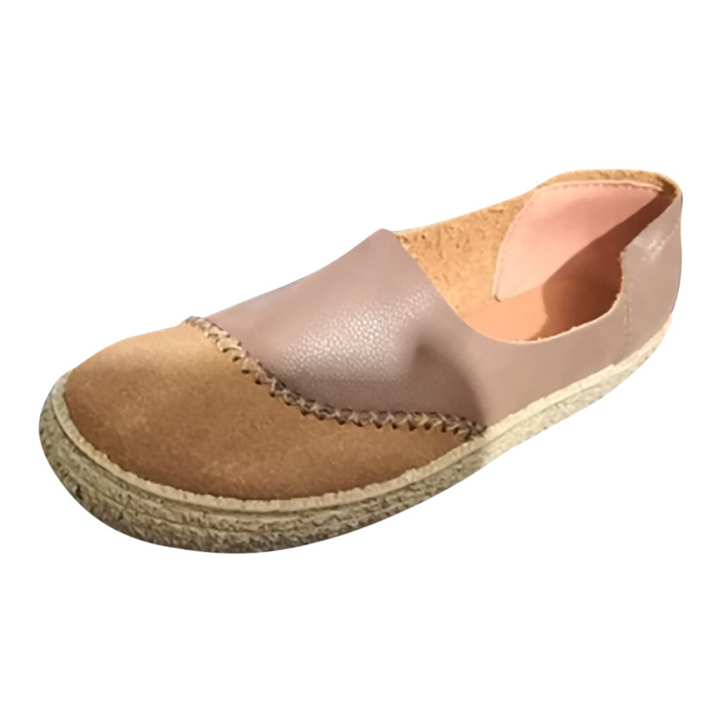 Women's Rome Large Size Slip- on Low Flat Heels Mixed Colors Casual Shoes Breathable Women's Sneaker Slip on Casual Shoe: Coffee / 40