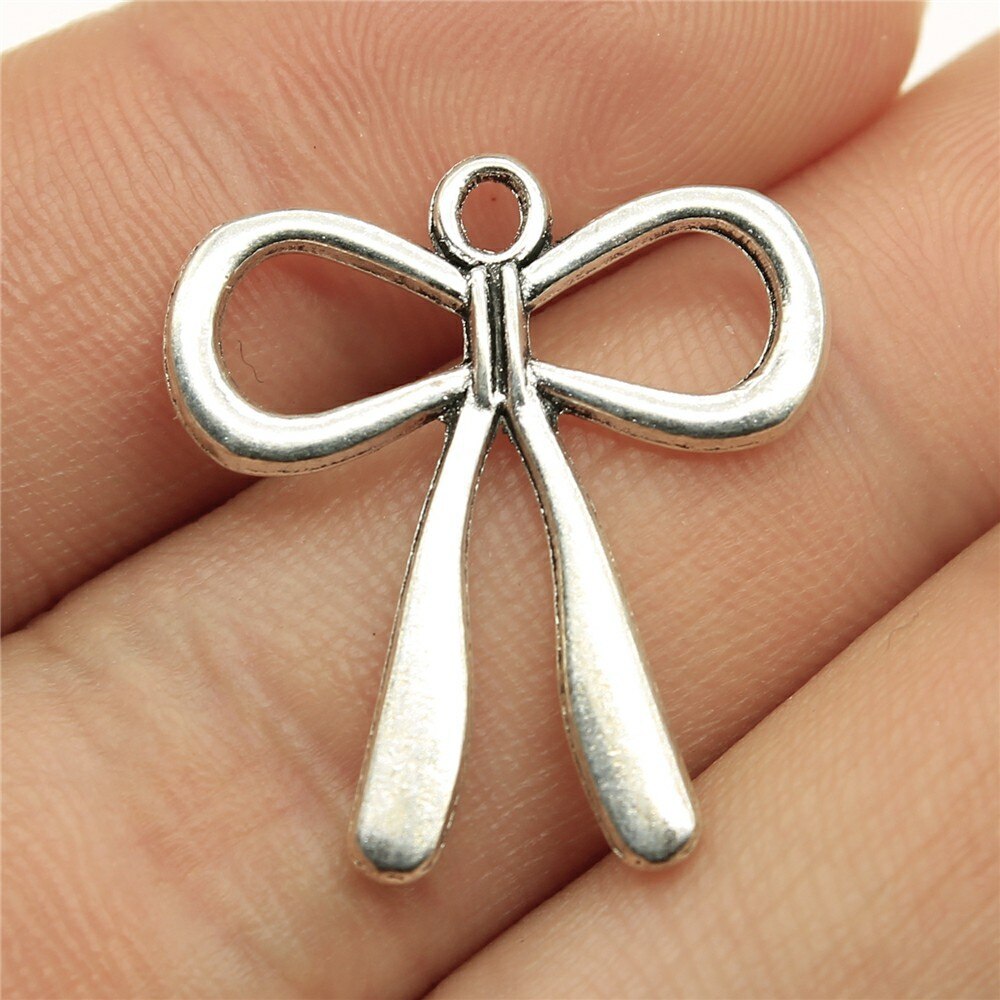 20Pcs Charms Tiny Boog Antiek Zilver Kleur Strik Charms Sieraden Bevindingen Diy Strik Charms: B12899-24x22mm