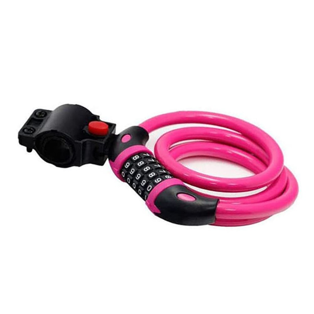 Goede Gezonde Fietsslot 5 Cijferige Code Combinatie Fiets Security Lock Stalen Kabel Spiraal Fietsen Lock: Pink