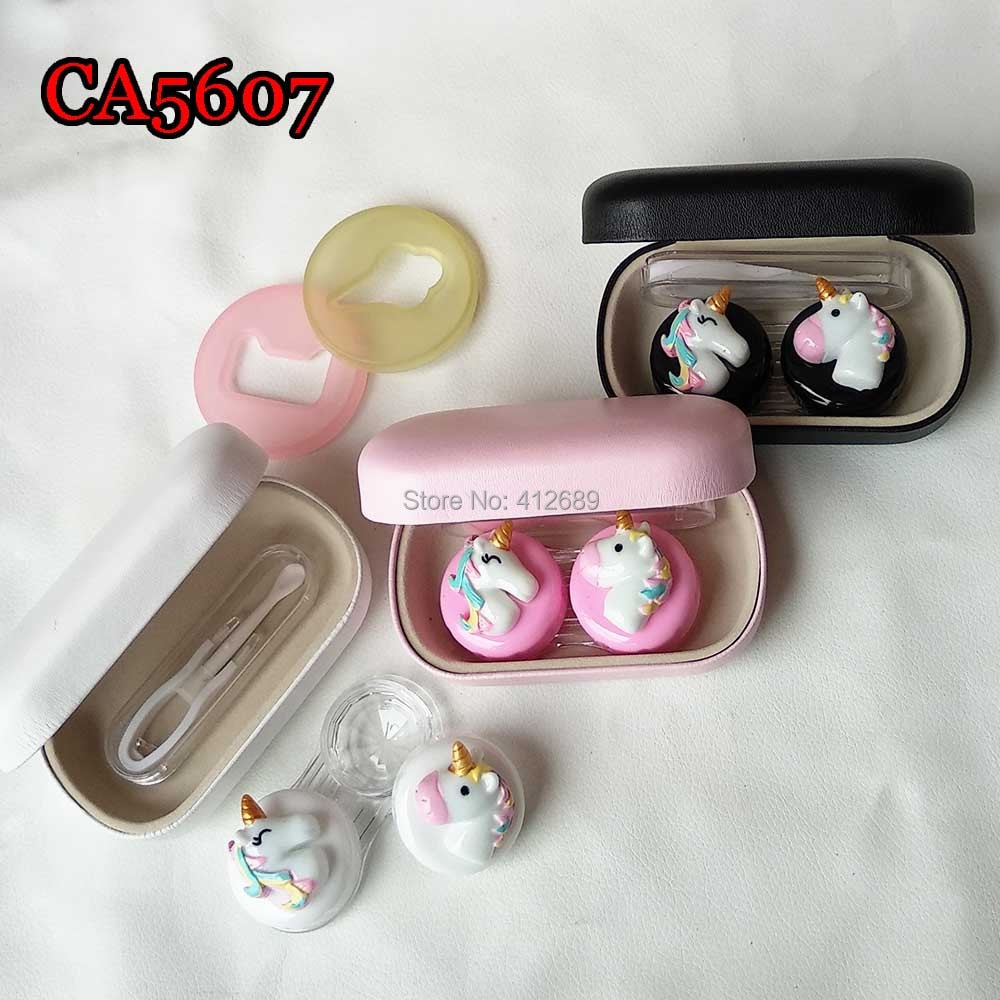 Étui de lentilles de Contact licorne, boîte de lentilles de Contact pour femmes et hommes, yeux, conteneur de lentilles de Contact, joli Kit de voyage, boîte CA5607