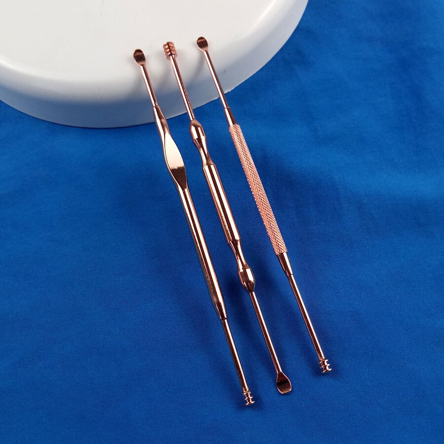 KWD Rvs Oor Pick Double-ended Earpick Ear Wax Curette Remover Oorreiniger Lepel Spiraal Oor schoon Massag: Rose Gold