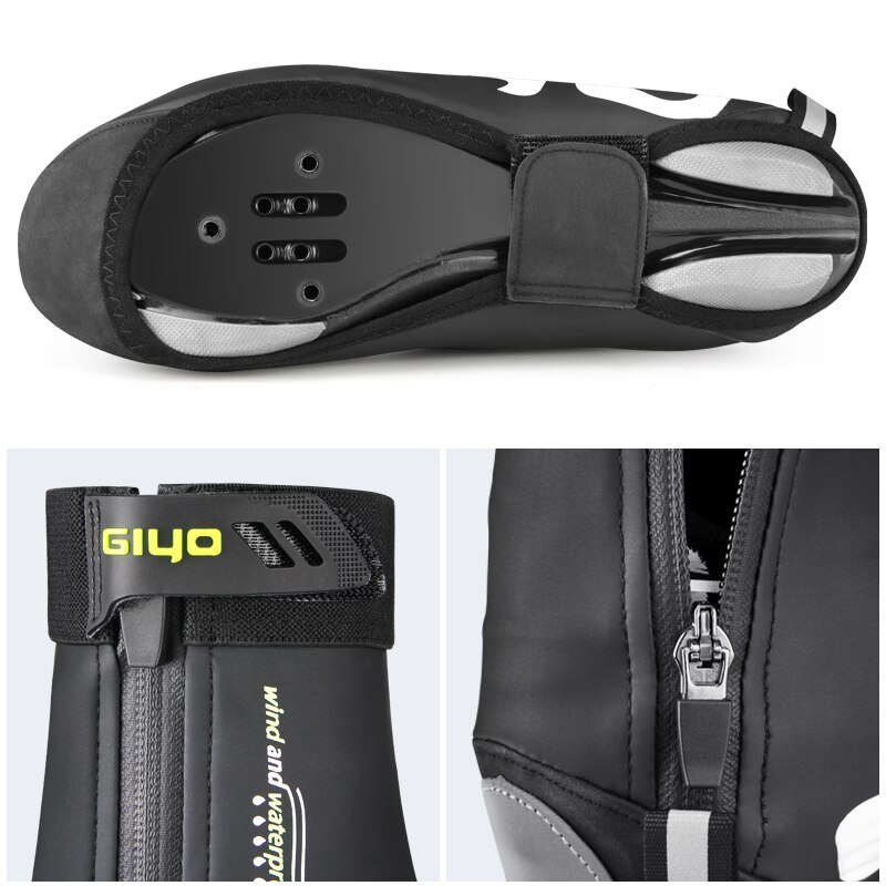 Giyo capa de sapato para ciclismo, à prova d'água, capa para sapatos de bicicleta, reflexiva, à prova de vento, mtb, estrada, inverno, lã, quente, protetor de bloqueio