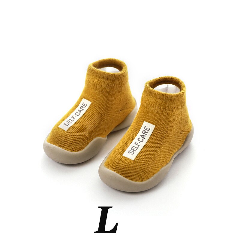 Medoboo Baby antislip Vloer Sokken Kinderen Katoenen Sokken Peuter Rubber Schoenen Printing Kids Korte Buis Sokken Voor Meisjes jongens 20: ME0111-yellowL