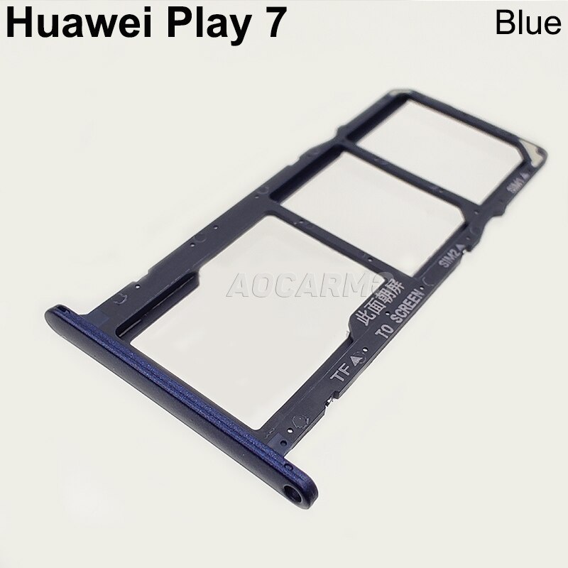 Aocarmo-Soporte de memoria Micro SD, bandeja de tarjeta Sim, ranura para Huawei Honor Play 7 DUA-AL00, pieza de repuesto: Blue