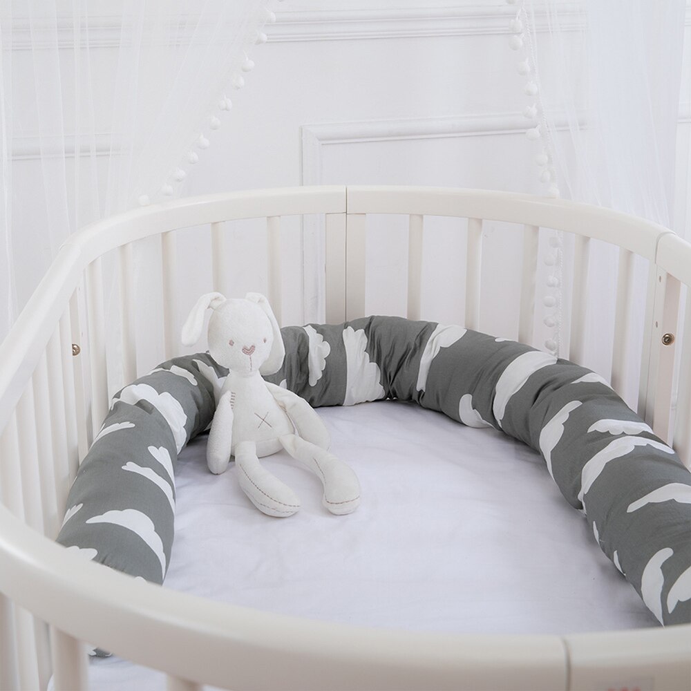 Wieg Bumper Babybedje Beddengoed Protector Pasgeboren Bed Lange Kussens Kussen Katoen Cradle Veiligheid Bescherming Pad Baby Kamer Decor: Cloud pattern grey