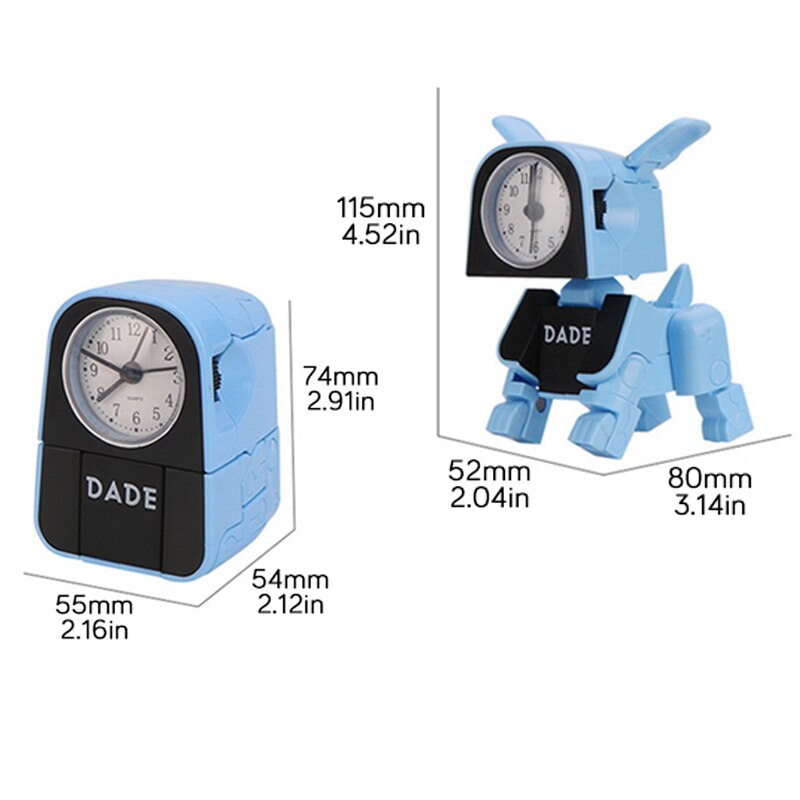 para estudiantes chico lindo Mini reloj de alarma de dibujos animados Perro Robot Reloj de escritorio divertido Reversible de juguete dormitorio despertar reloj aguja de reloj