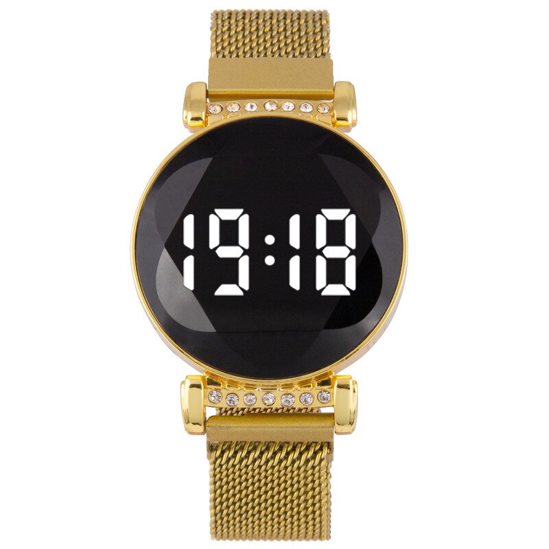 LED berühren Bildschirm Frauen magnetisch Armband Uhren Luxus Gold Digital Kleid Uhr Quarz Armbanduhr Damen Uhr relogio feminino: Gold