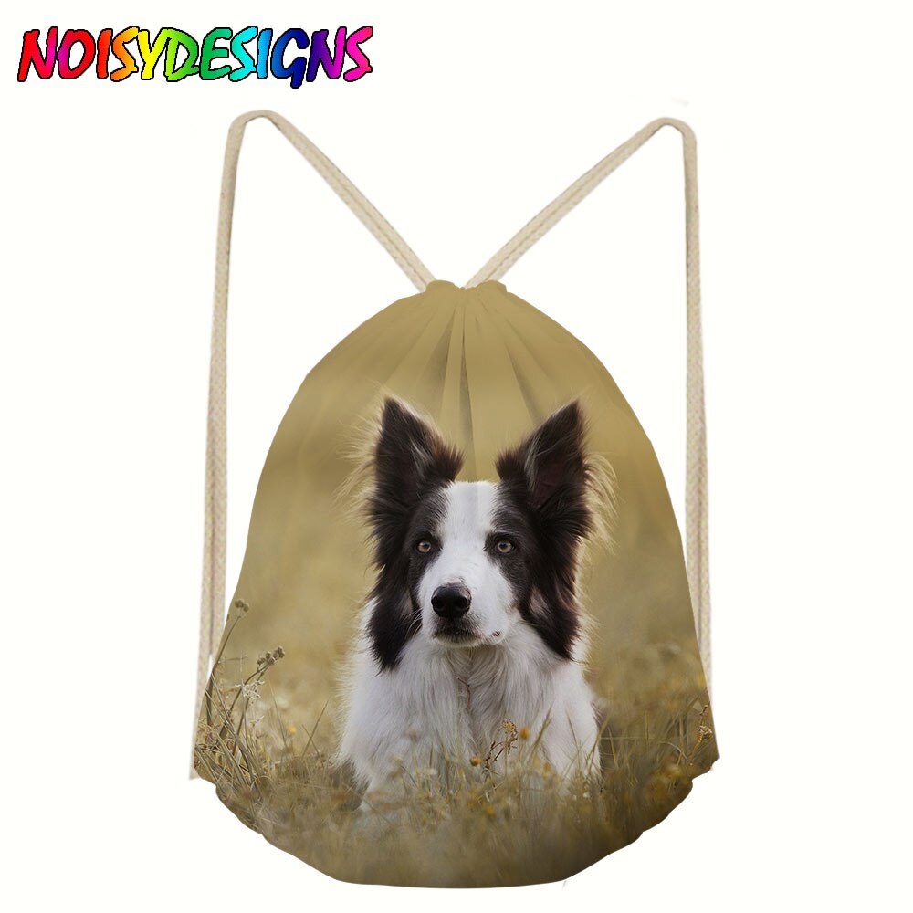Lin oppbevaring pakke bag border collie hund mønster snøre bag liten mynt veske reise kvinner liten tøy veske veske: Lmyd 3924 z 3