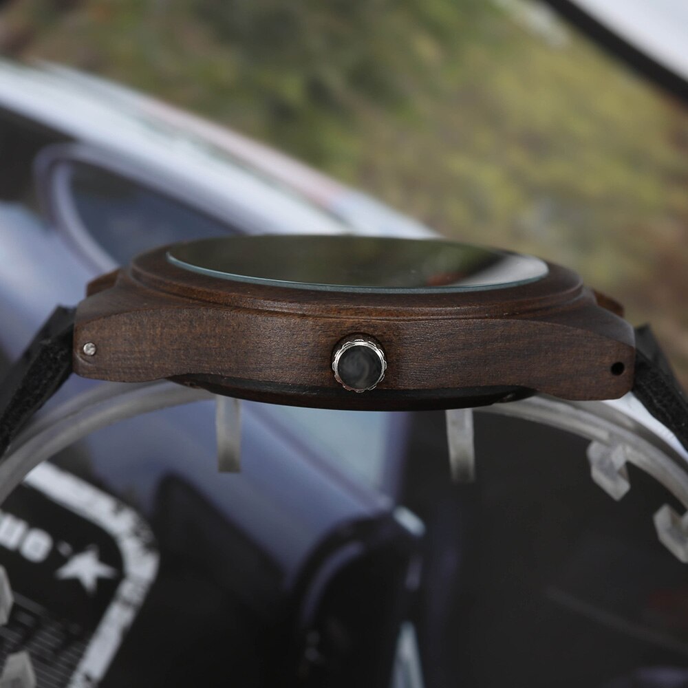 Relojes analógicos de madera para hombre y mujer, Reloj de pulsera de cuarzo con único de calavera, correa de cuero cómoda