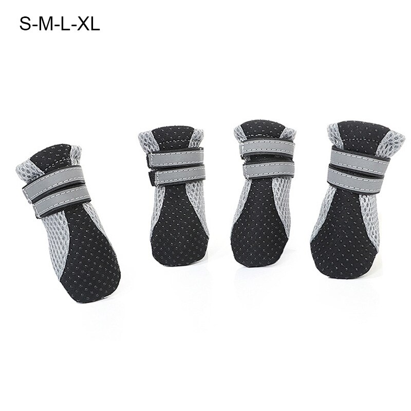4Pcs/Set Booties Pet Dog Shoes Anti Slip Rain Boots Small Dogs Cotton Waterproof For Small Dog Clothes Pet Supplies: black / L