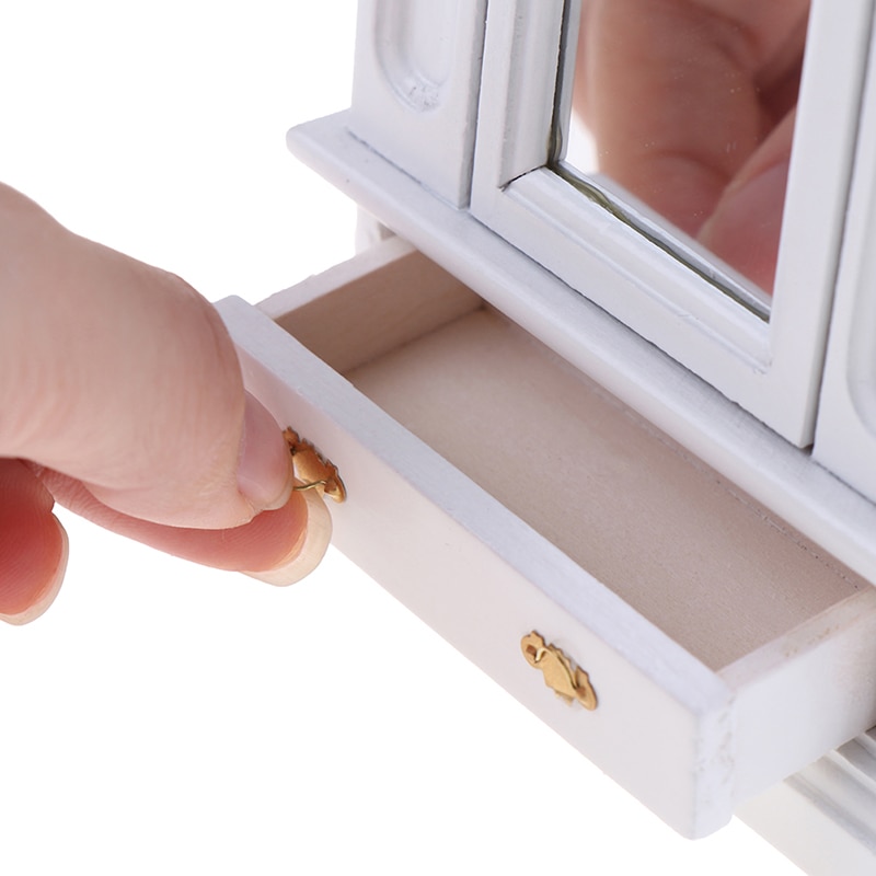 1/12 schaal houten kast garderobemeubel model met spiegel