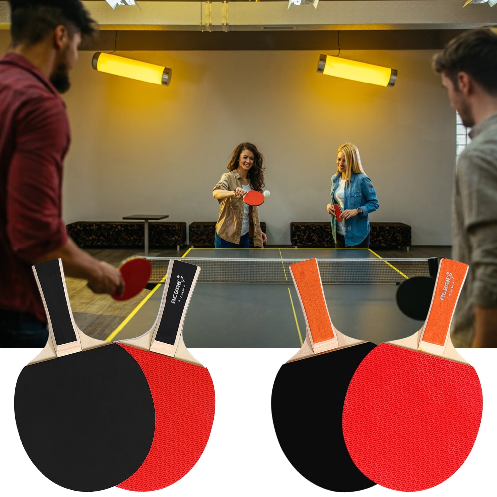 Pingpongbatjes, tafeltennisbatjes, 2 pingpongbats, lange steel, pingpongracketset, trainingsaccessoires