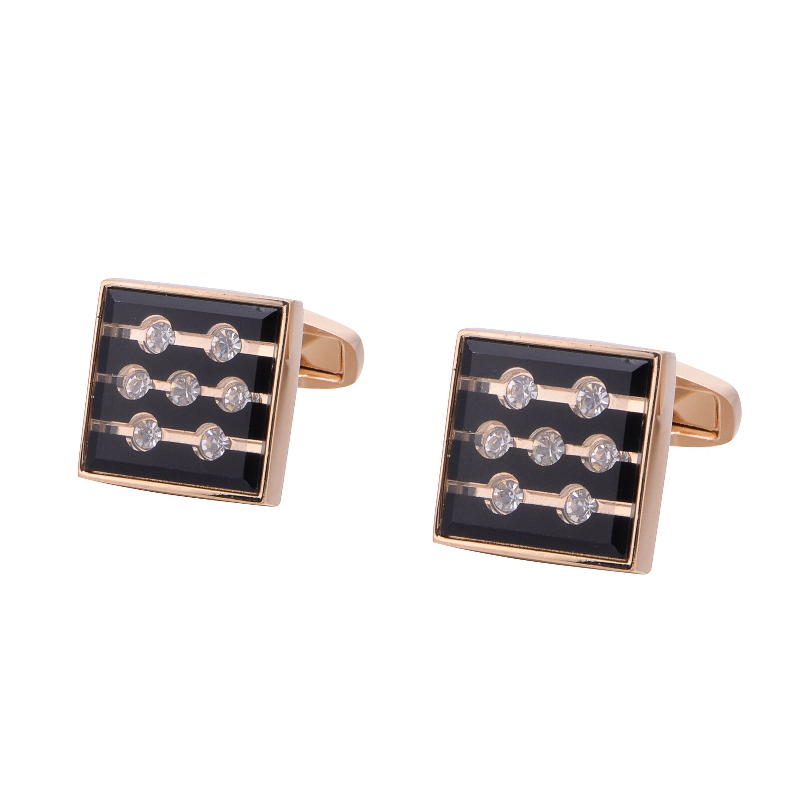 Rose Gold Simple French Cufflinks High Rhinestones Shirt Cuff Links Mens Jewelry