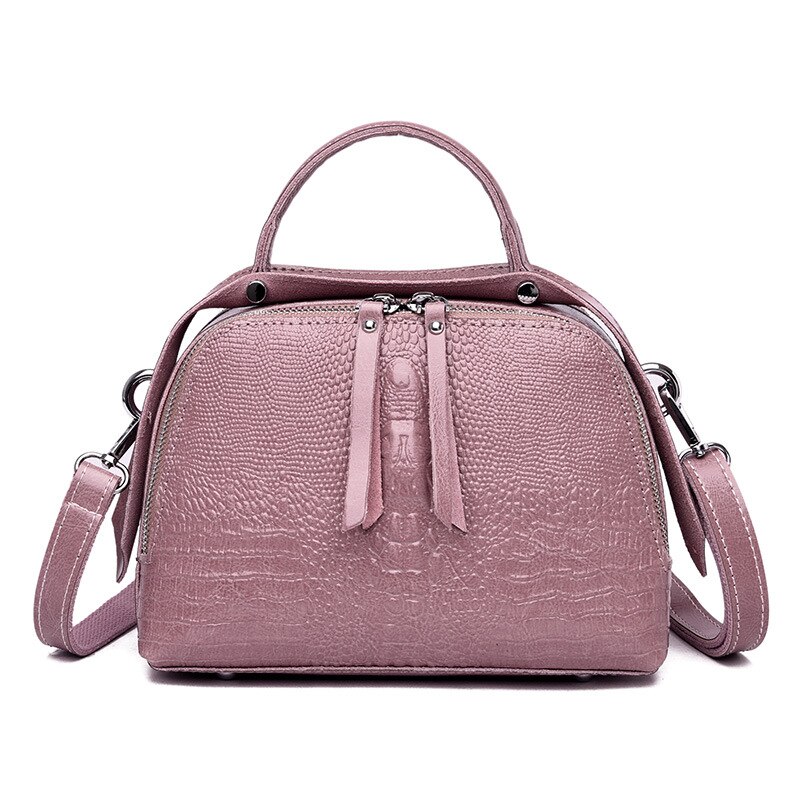 2021 de comércio exterior bolsa feminina marca luxo crocodilo padrão bolsa moda europeia e americana versátil um ombro: Pink.