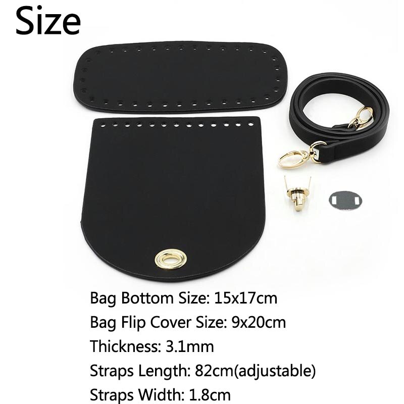 3 Kleuren Diy Handgemaakte Tas Maken Onderdelen Pu Leren Onderkant Flip Cover Verstelbare Riem Twist Lock Gesp Breien Set
