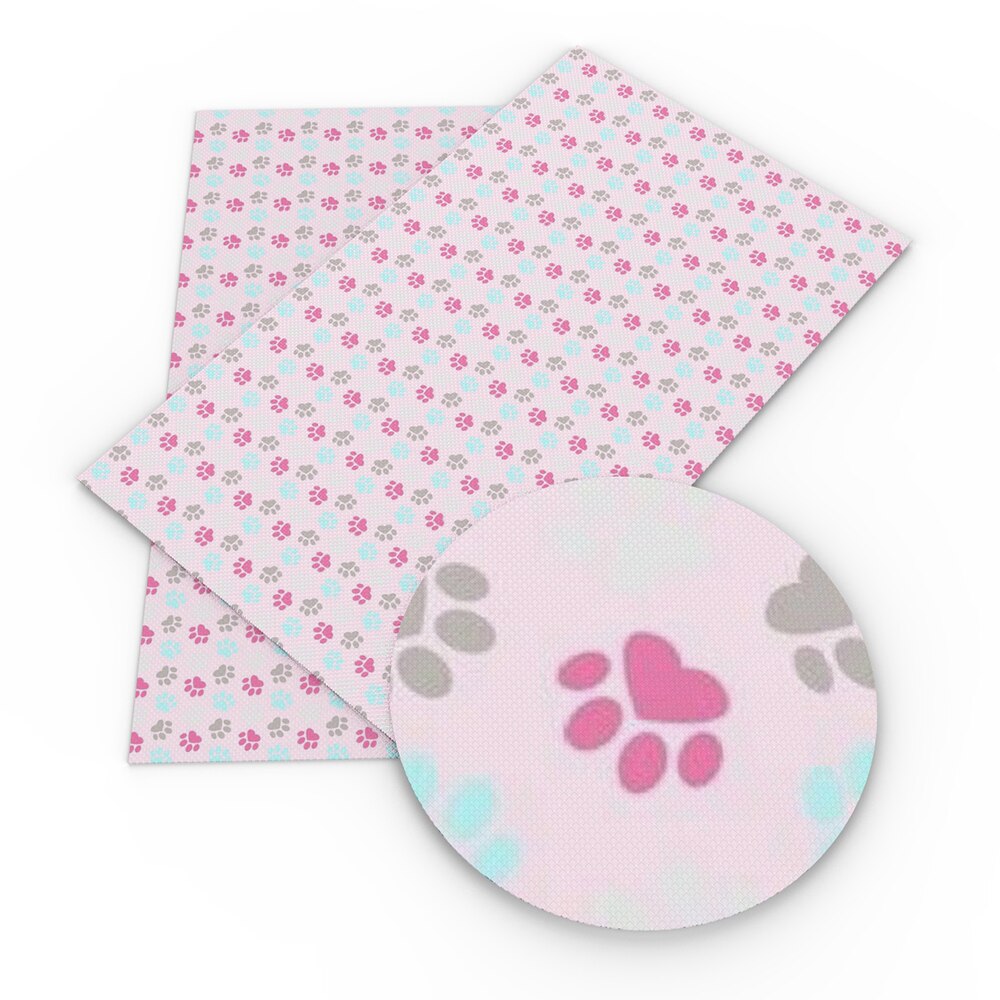 Animal Dog Foot Print Faux Synthetic Leather Fabric For Bow-knot Bags Wallet Earring Phone Case Scrapbook DIY,1Yc17641: 1065962001