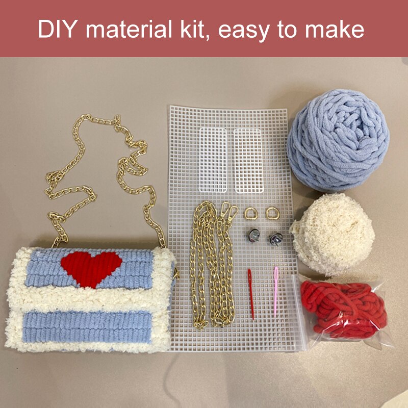 Bolsos creativos para manualidades, materiales de tejido artesanal, bolsa tejida a mano, gancho de pestillo práctico, accesorios de fabricación de bolsas de tela de malla, hecho a mano