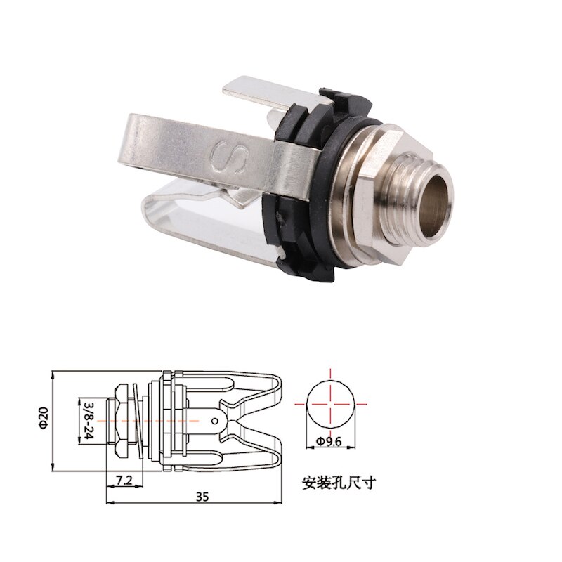 1/4 "6.35 Mm Mono Gitaar Bas Hoofdtelefoon Jack Socket Connector Pcb Panel Mount Met Schakelaar Nikkel Plaat Messing 1 pc: With Switch