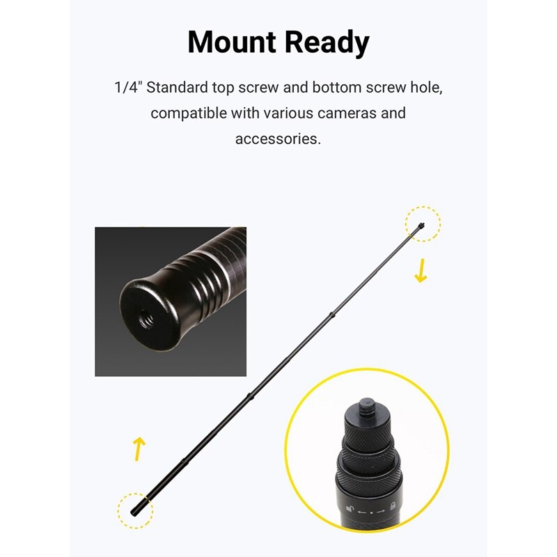 Hochwertiger, ultralanger, unsichtbarer selfie-stick aus kohlefaser mit verstellbarer verlängerungsstange für insta 360, one  x2 / , one r und one x selfie-stick