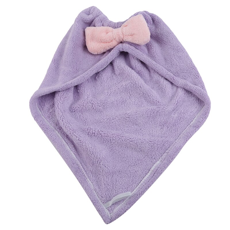 Baby Water-Absorberende Douche Capshair Drogen Handdoek Hat Cap Microfiber Boog Kind Badmuts Kind Zorgzame Levert: Violet