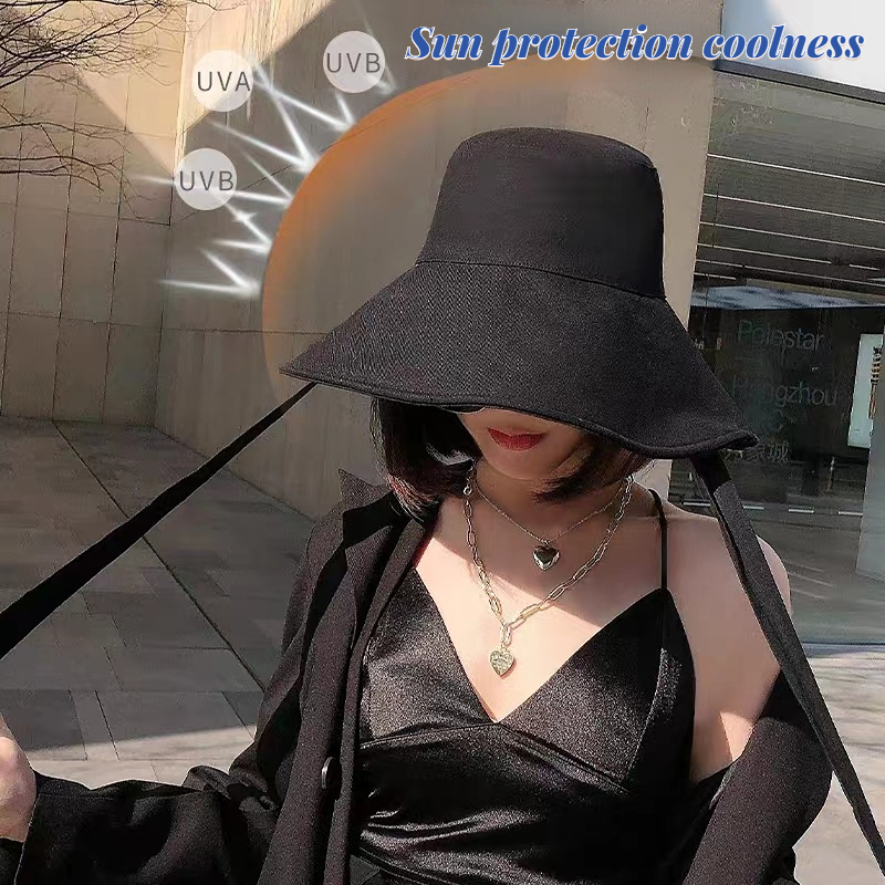 Sommer vår japan slips bøtte lue kvinner koreansk fiskerlue med stor brem sammenleggbar solkrem elegant bomullslin strandsolhatt