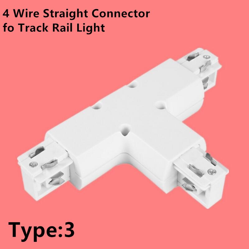 4 draad Spoor light rail Connector Track fitting LED Track Rail Connector Track Connectors drie-weg Connector Aluminium Gratis