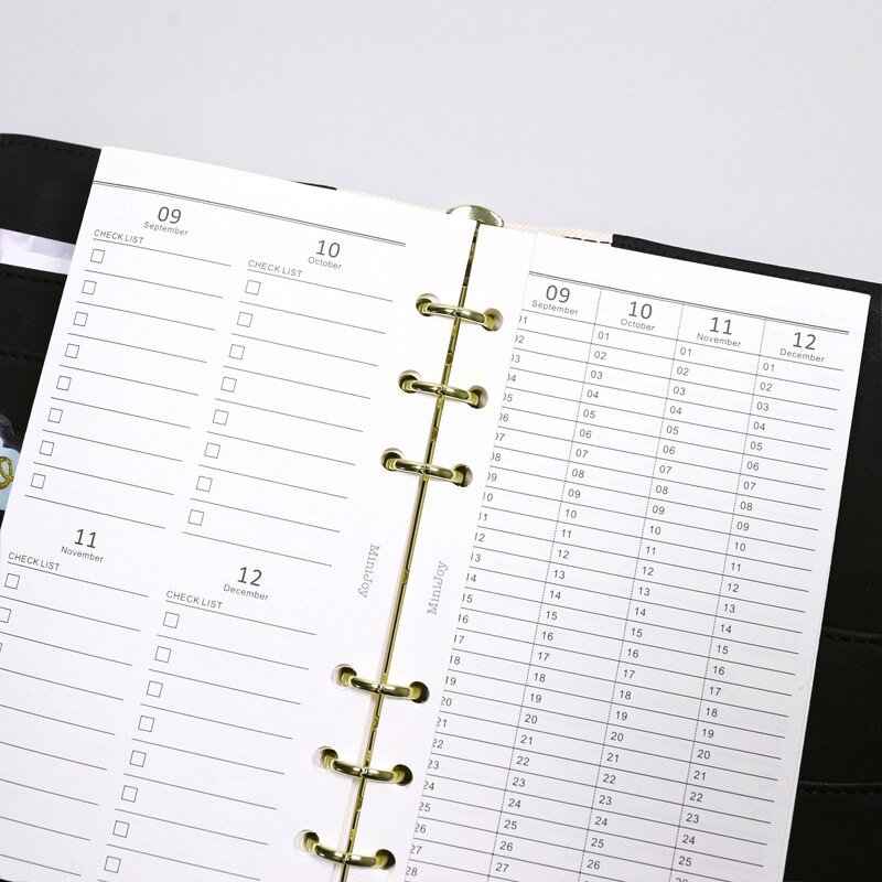 5 Sheets Vertical Yearly Planner CheckList Refill Papers A5 A6 Three Fold Refills for 6 Hole Binder Organizer Notebook Papers
