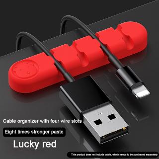 Cable Organizer Soft Silicone USB Cable Winder Flexible Cable Management Clips Cable Holder For Mouse Headphone Earphone: red