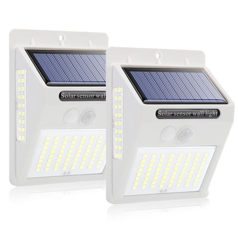 100LED Solar Wandlamp Buiten Motion Sensor IP65 Waterdichte Driezijdige Yard Straat Solar Lamp Tuin Decoratie Verlichting: White 2pcs