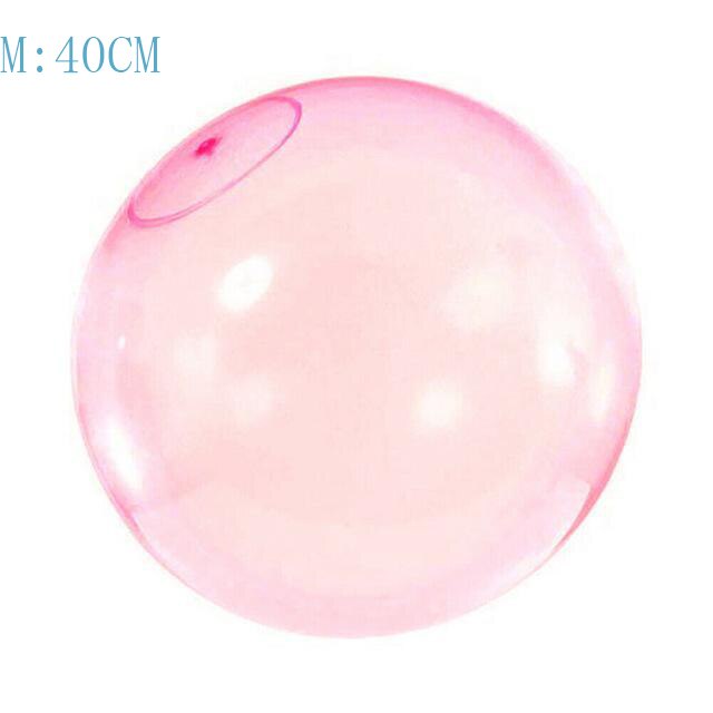 TPR Children&#39;s Toy Bouncy Transparent Bubble Ball Inflatable Water Injection Big Ball Swimming Pool Beach Outdoor Toy: Pink  40CM  M