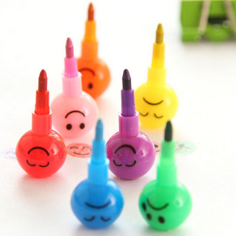 2 Stuks 7 Kleuren Kleurpotloden Suiker Bedekt Hagedoorns Cartoon Smiley Graffiti Pen Briefpapier Voor Kinderen s9