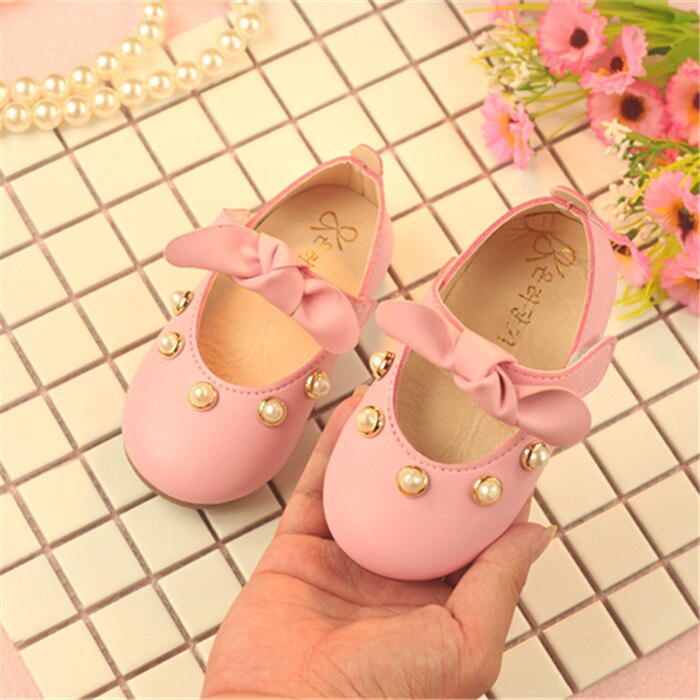 Baby Mädchen Bogen Weiche Kleinkind Schuhe Diamant Perle Frühling Prinzessin Leder Schuhe Säuglingsschuhe