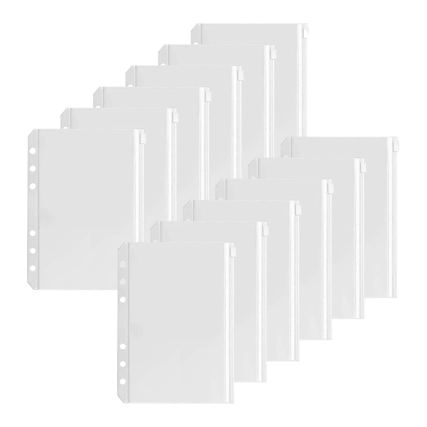 12 Pcs A5 Binder Pockets Binder Zipper Folders for 6-Ring Notebook Binder Loose Leaf Insert Bags Waterproof Pouch: Default Title