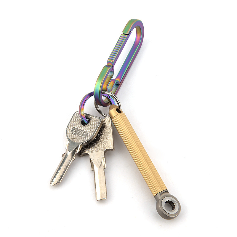 Titanium Alloy Brass Ratchet Wheel Screwdriver With 2PCS S2 Bit EDC Riding Equipment Tungsten Head Broken Window Gadget