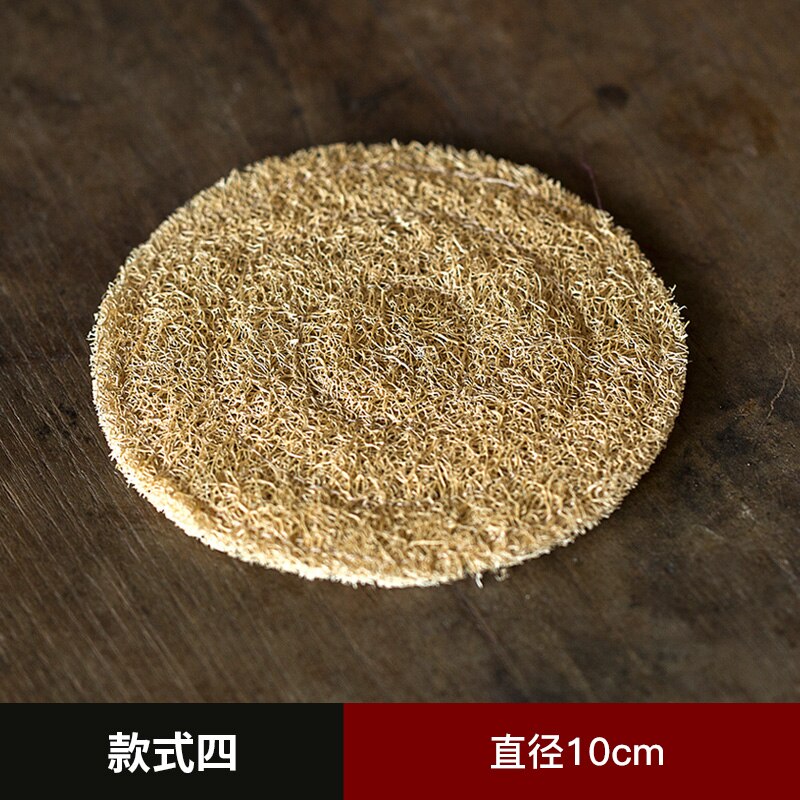 Japanse Absorberende Loofah Spons Pot Coaster Paars Zand Pot Kung Fu Theeceremonie Thee Set Accessoires Rotan Pot Dienblad Thee mat: 10.0cm 3pcs