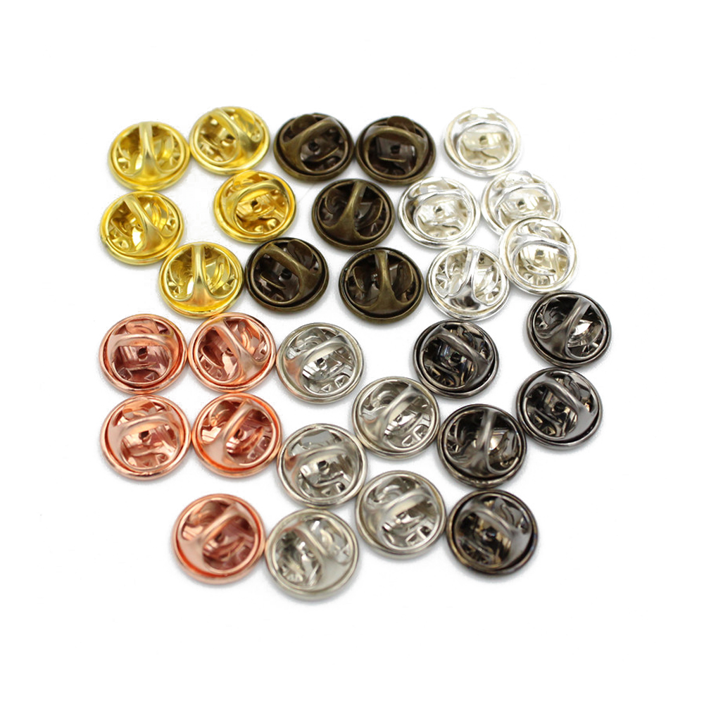 50Set Brooch Pin Holder Tie Hat Badge Holder Back Squeeze Flat Base Stabbing Butterfly Clasp Brooch Clutch DIY Jewelry Findings