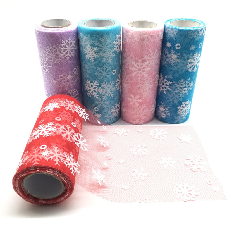 15 cm * 10 yards Schneeflocke Tüll Rolle Organza Sheer Wrap Bogen Stoff DIY Handwerk Tutu Rock Hochzeit Party weihnachten Dekoration