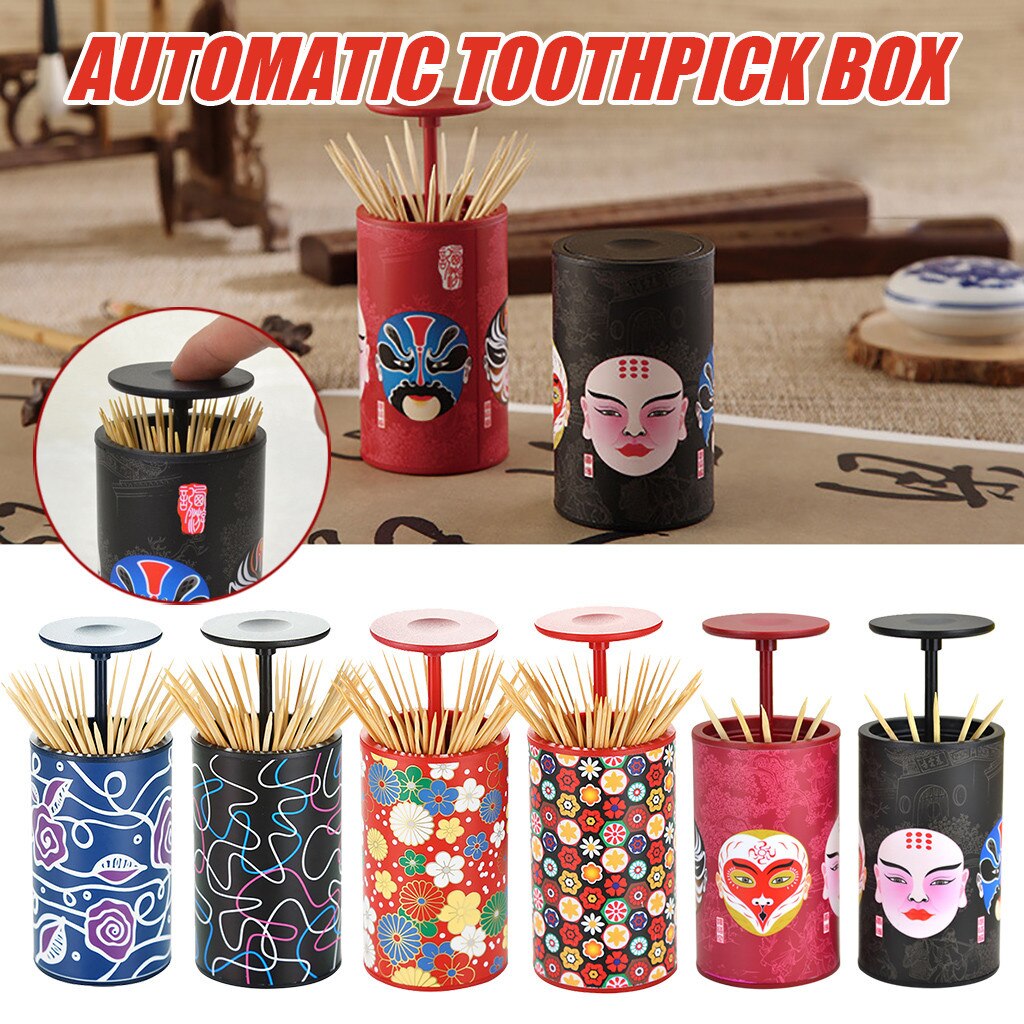 #40 Personality Automatic Pressing Toothpick Holder Portable For Home Dinner Room Restaurant Living Room Accessories
