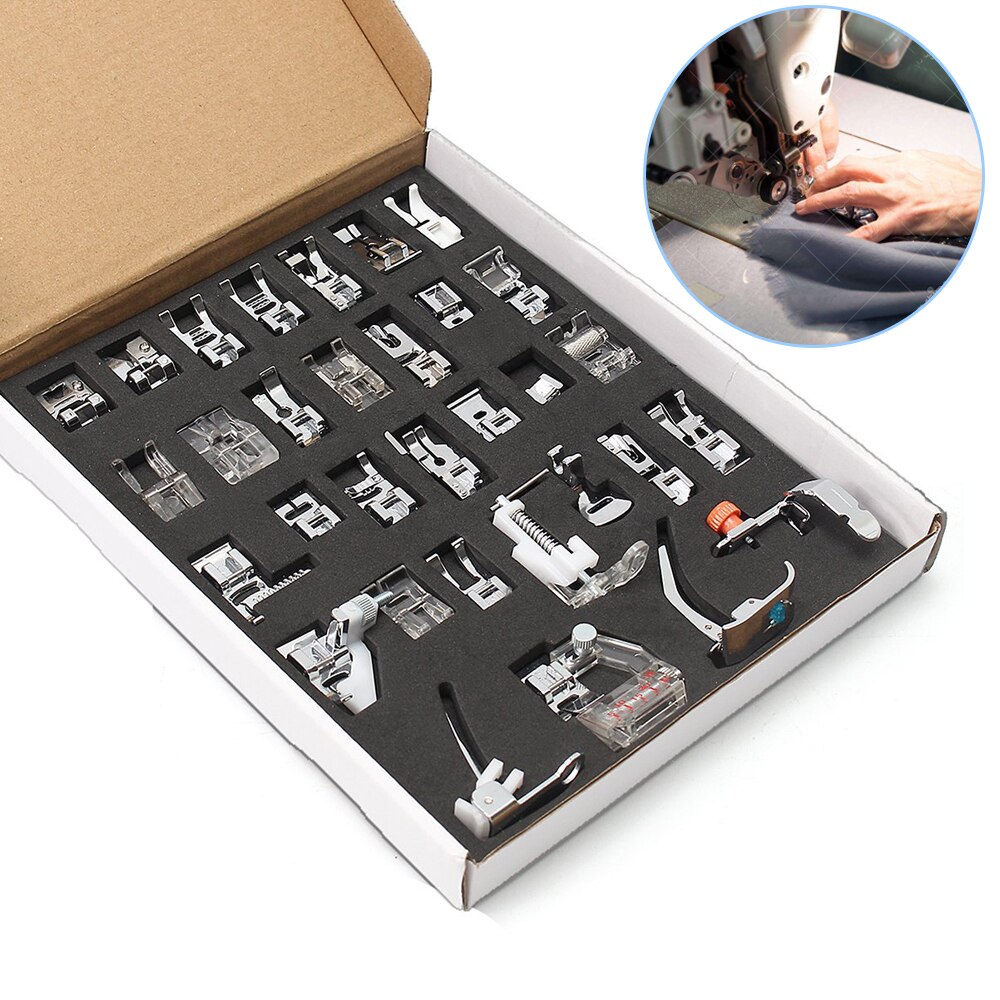 32pcs Sewing Machine Presser Foot Feet Kit Set With Box for Brother Singer Janom Sewing Machines Foot Tools Accessories