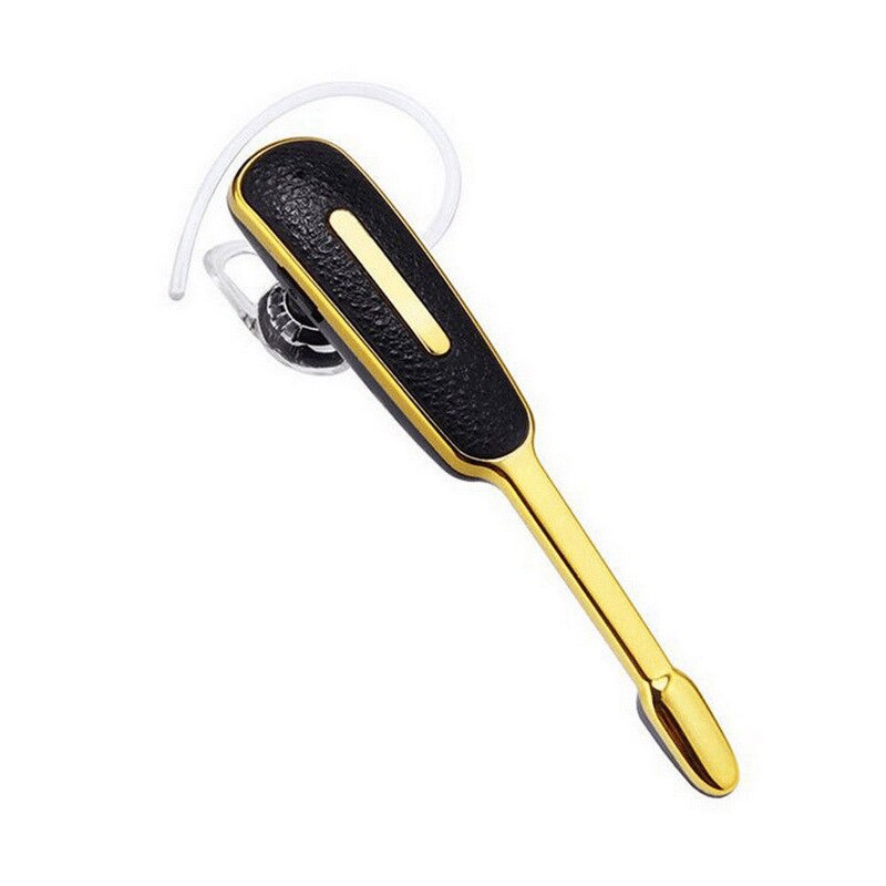 Stereo 4.0 bluetooth headset business långrandigt präglat läder öronmonterat tryckknappsheadset: Svart och gyllene