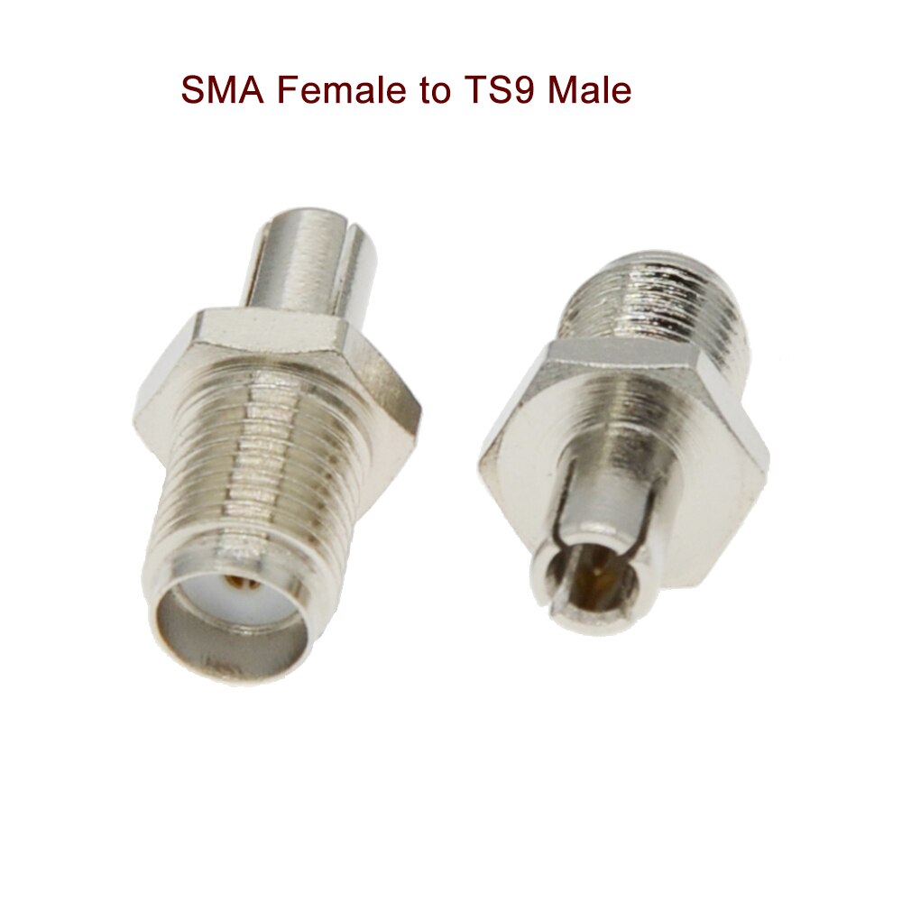 Adaptateur Coaxial RF SMA vers connecteur Coaxial TS9/CRC9, Jack femelle SMA vers fiche mâle TS9/CRC9, argent nickelé, 2 pièces/lot: SMA F to TS9 M