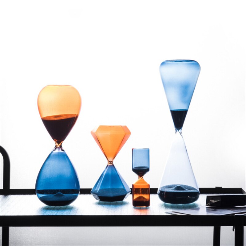 5/15/30/60 minutter to farver blå glas timeglas sand timer hjem kaffebar dekoration pynt studerende fødselsdag