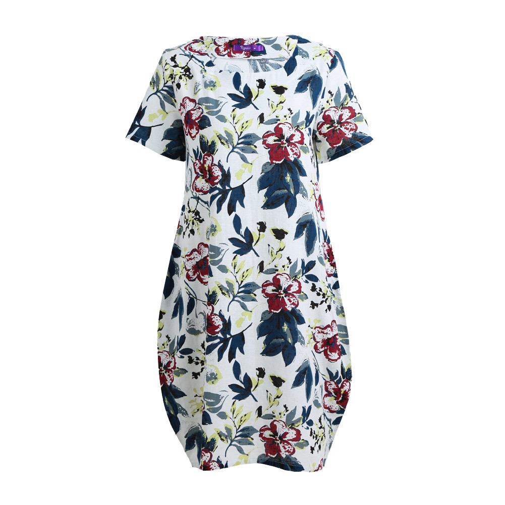 Vintage Floral Art Print V cou élégant Chic lâche à manches longues robe Midi main image 1