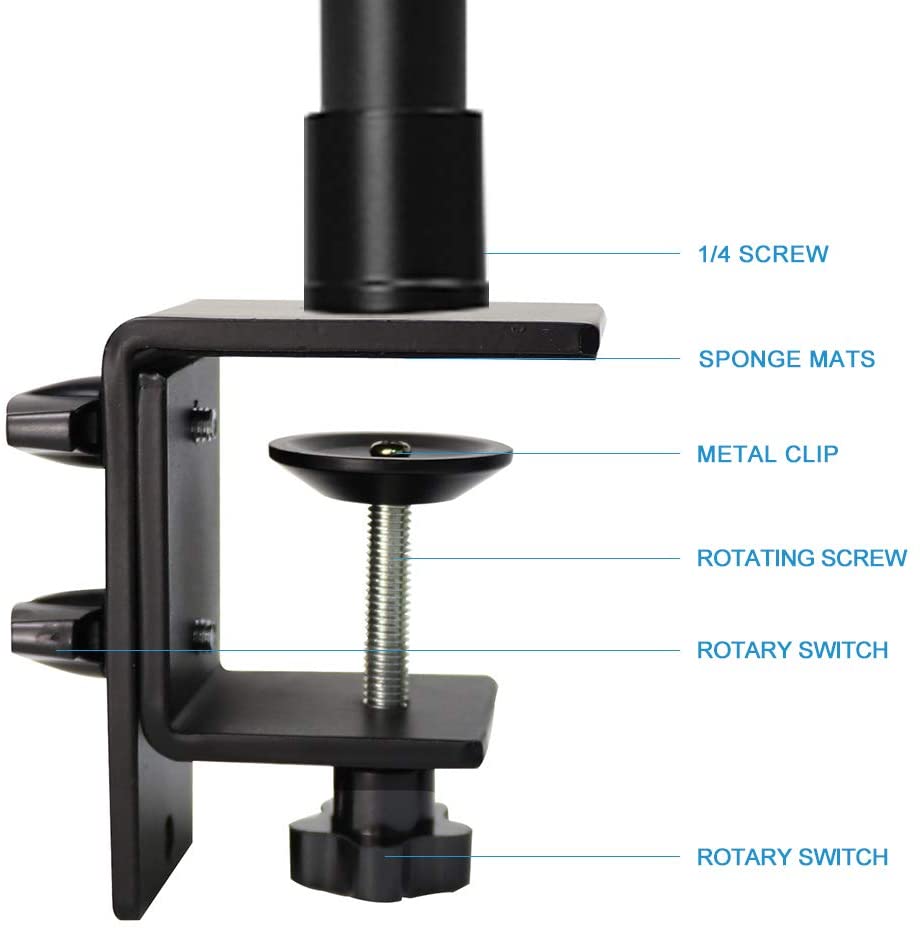 Desk Camera Mount Stand with 360 Rotatable Ball Head Tabletop C Clamp Mount for DSLR Camera/Ring Light/Video Light