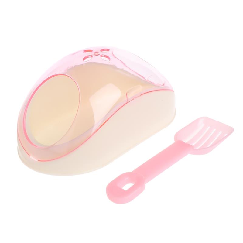 Caja de baño para hámster, contenedor de arena para baño de hámster con pala, inodoro para hámster, caja de baño para Chinchilla: Pink