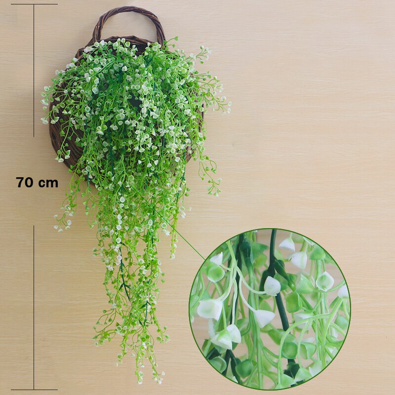 2PCS Artificial Hanging Plants Gypsophila 120CM PP Plant Greenery Green Leafs wall decor bathroom accessories: SMTJZL005