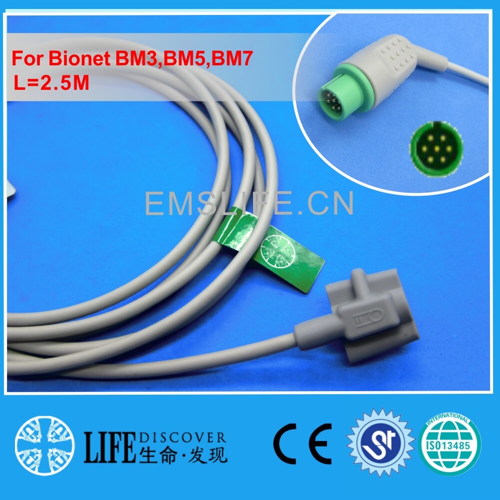 Lange kabel AWT volwassen vinger clip spo2 sensor Voor Bionet BM3, BM5, BM7: Neonate silicone