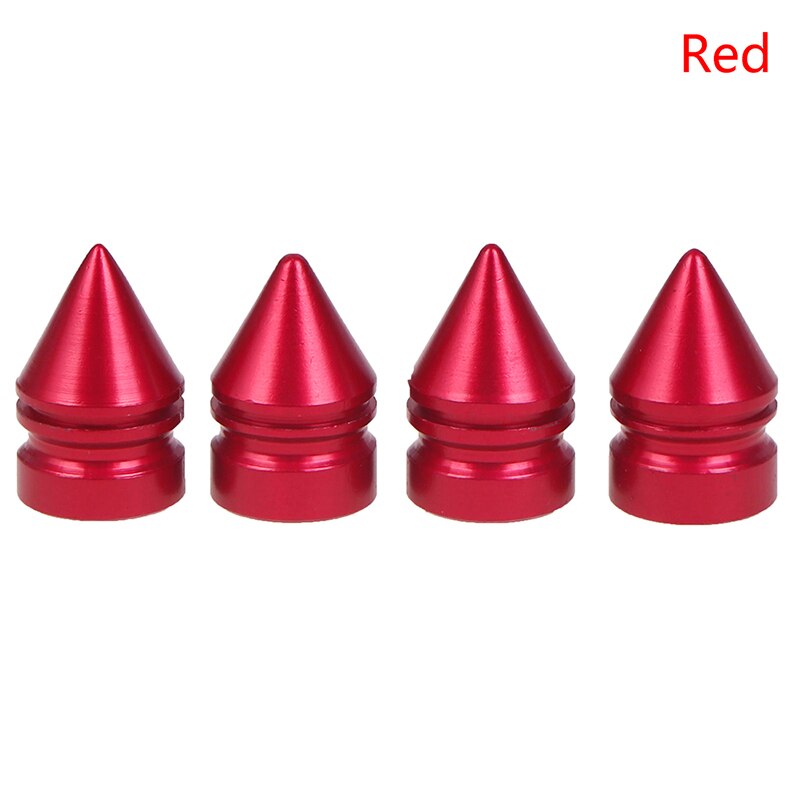 4 stuks aluminium banden, stuurpendoppen, spikes, wieldoppen, stofdichte aluminium ventieldop: Rood