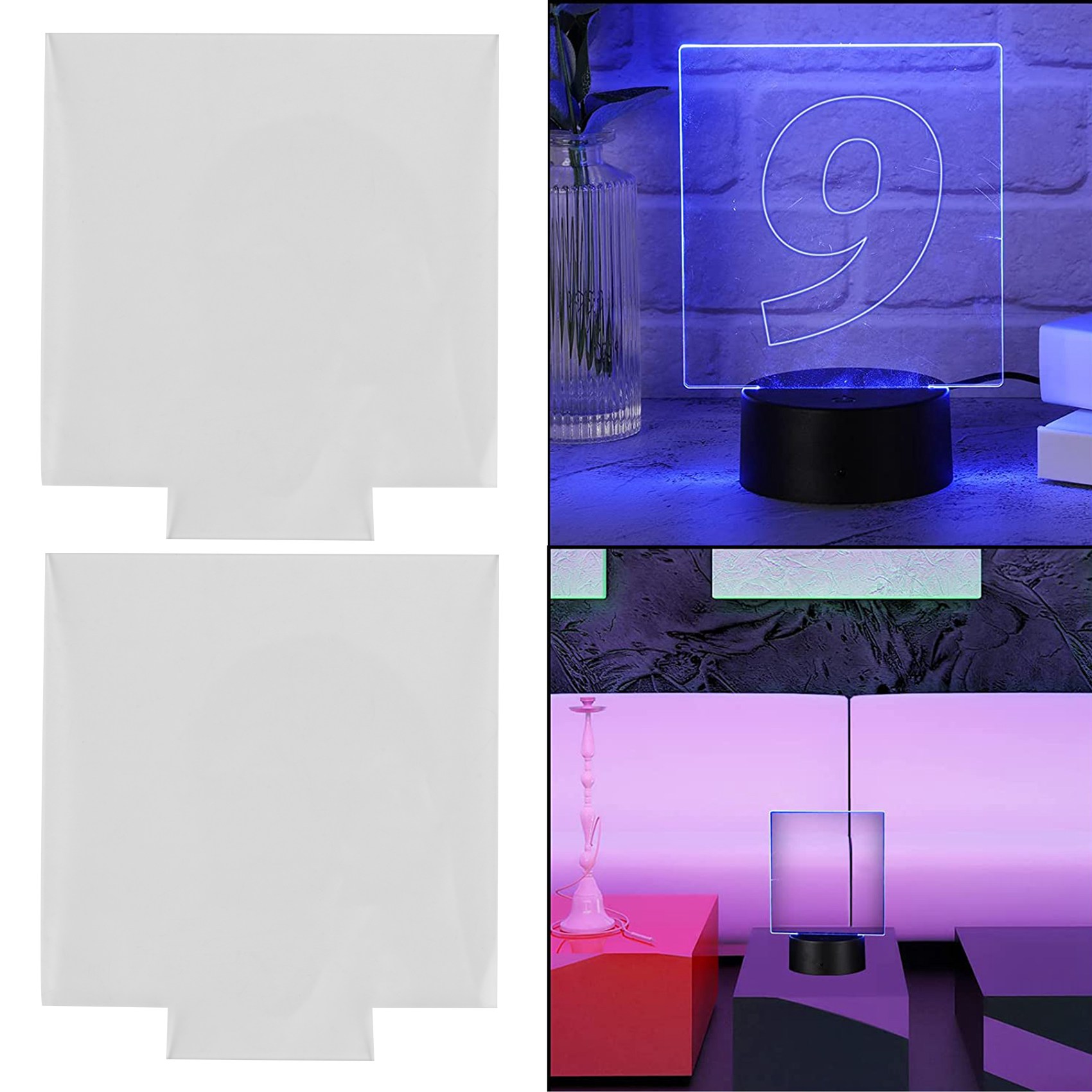 ABUN-Acrylic Sheet Clear Cast For LED Light Base Table Signs DIY Display Projects Craft Led Lights For Projects 6 Pieces