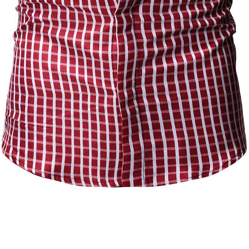 Check Shirts Men Summer Short Sleeve Loose Fit Business Formal Casual Plaid Shirt Beach Tourism Daily Life Red Blue